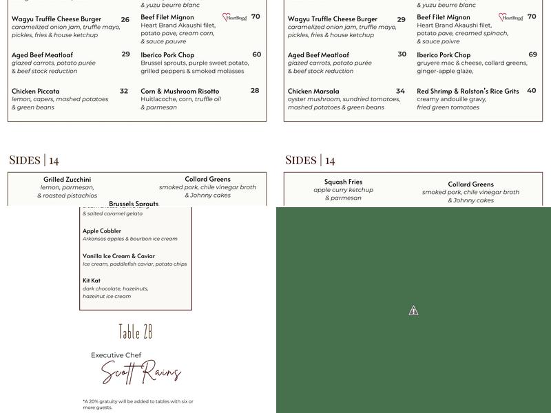 Table 28, Little Rock - Menu, Reviews (473), Photos (126) - Restaurantji