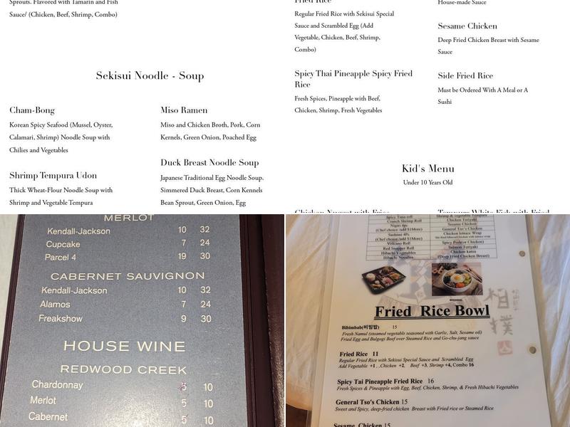 Sekisui Menu