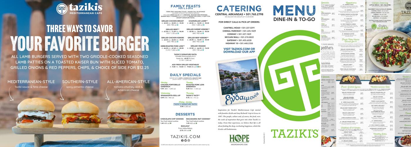 Taziki's Mediterranean Cafe - Cantrell Road Menu