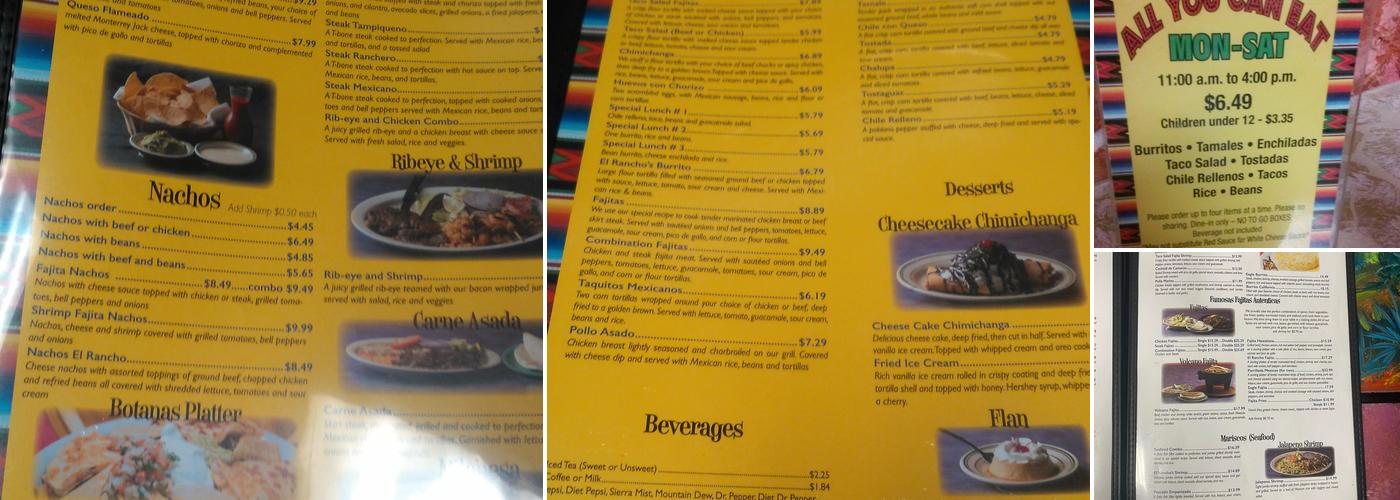 El Rancho Mexican Restaurant Menu