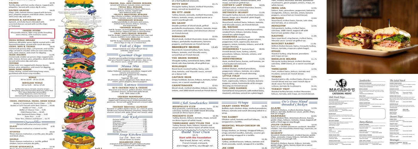 Macado's Menu