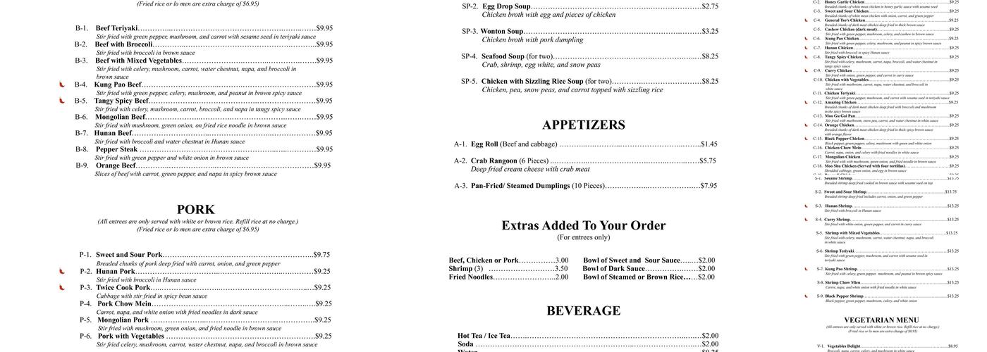 Chef Lin's Menu