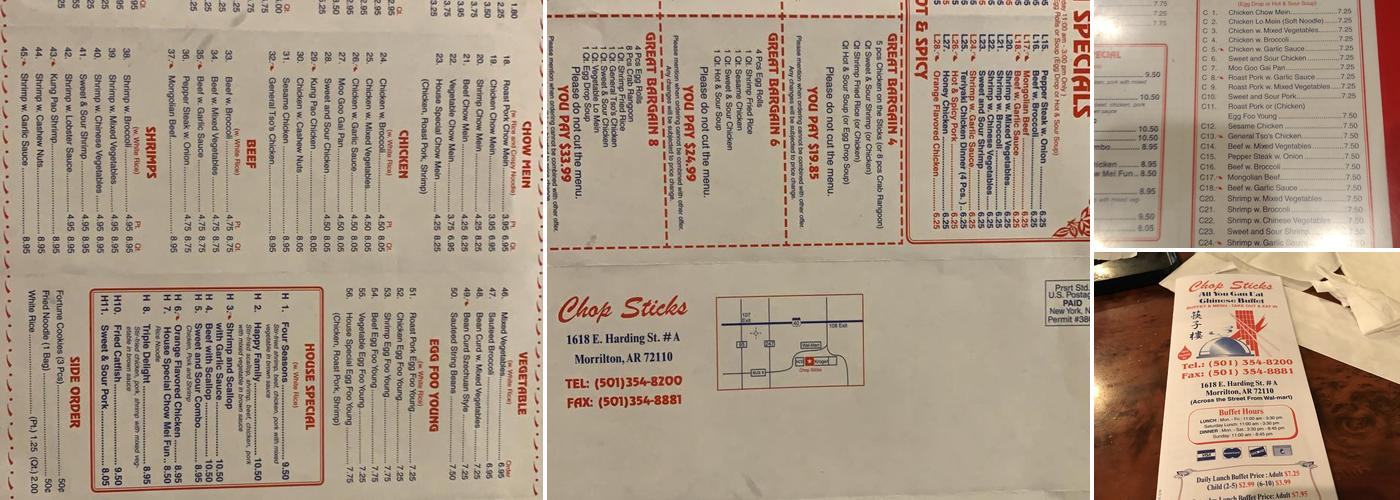 Chop Sticks Chinese Buffet Menu