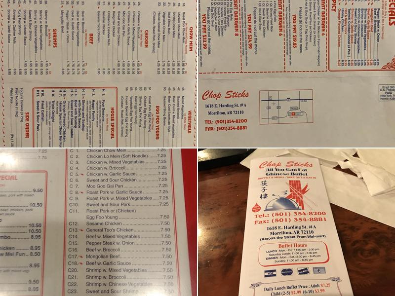 Chop Sticks Chinese Buffet Menu