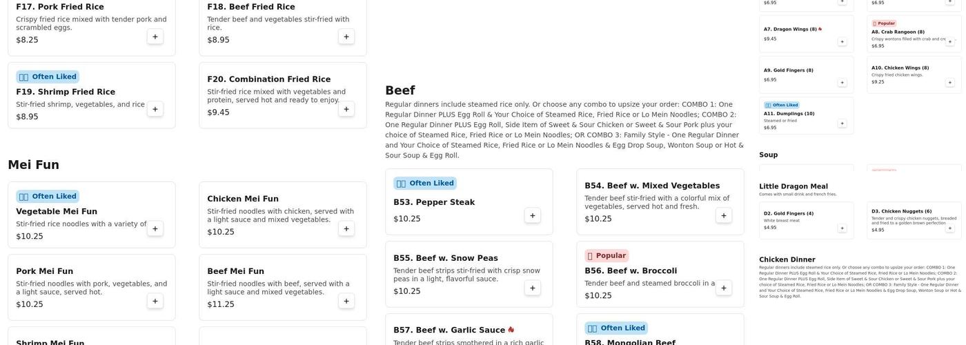 Dragon Express Menu