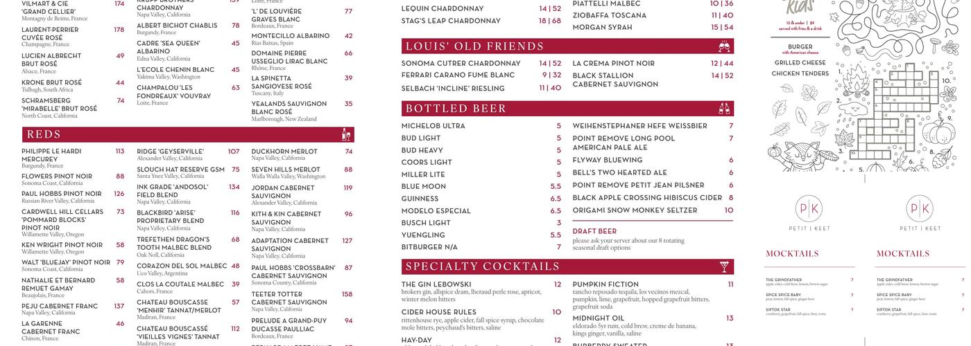 Petit & Keet Menu