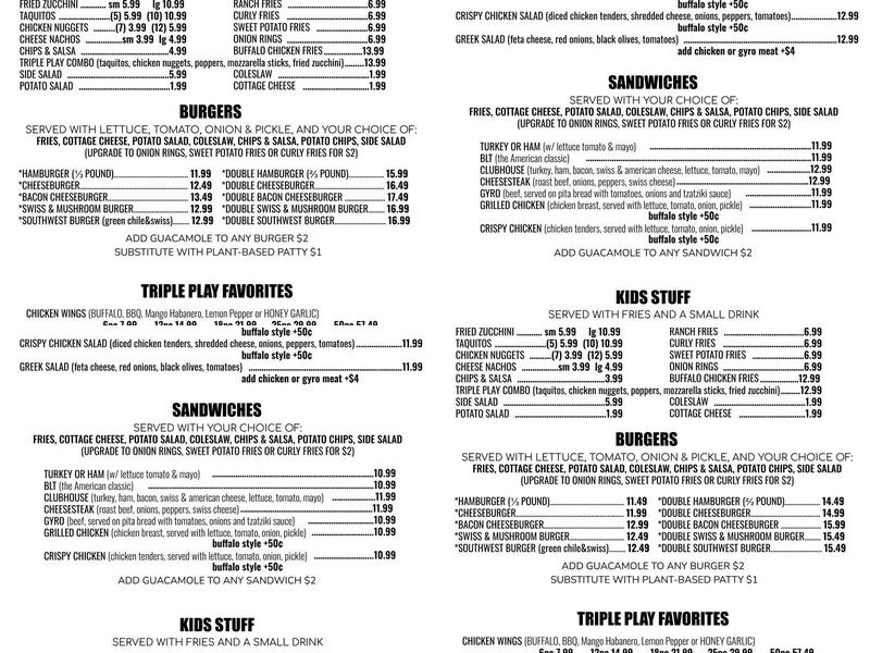 Triple Play Menu
