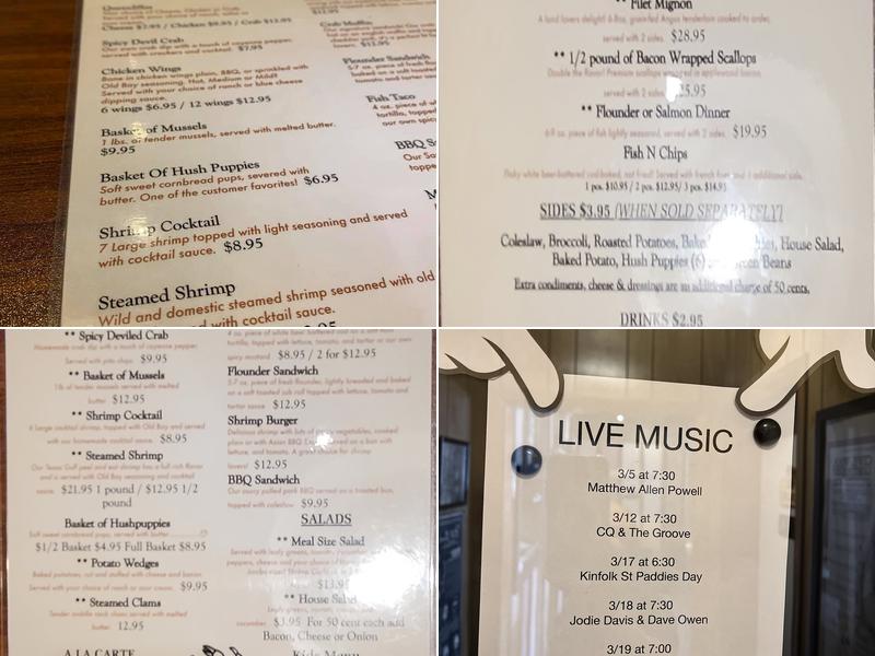 Clam Diggers Seafood Menu