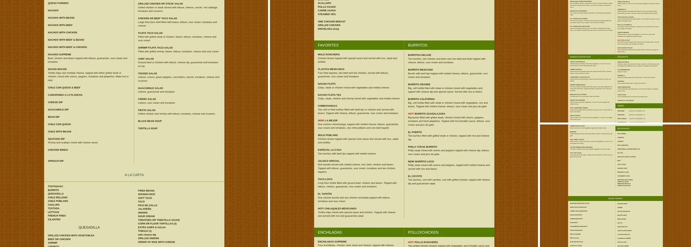 El Cazador Menu