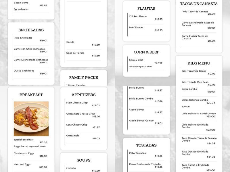 Perfecto's Mexican Restaurant Menu