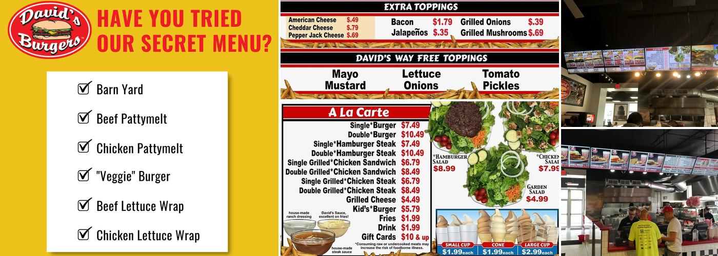 David's Burgers Menu