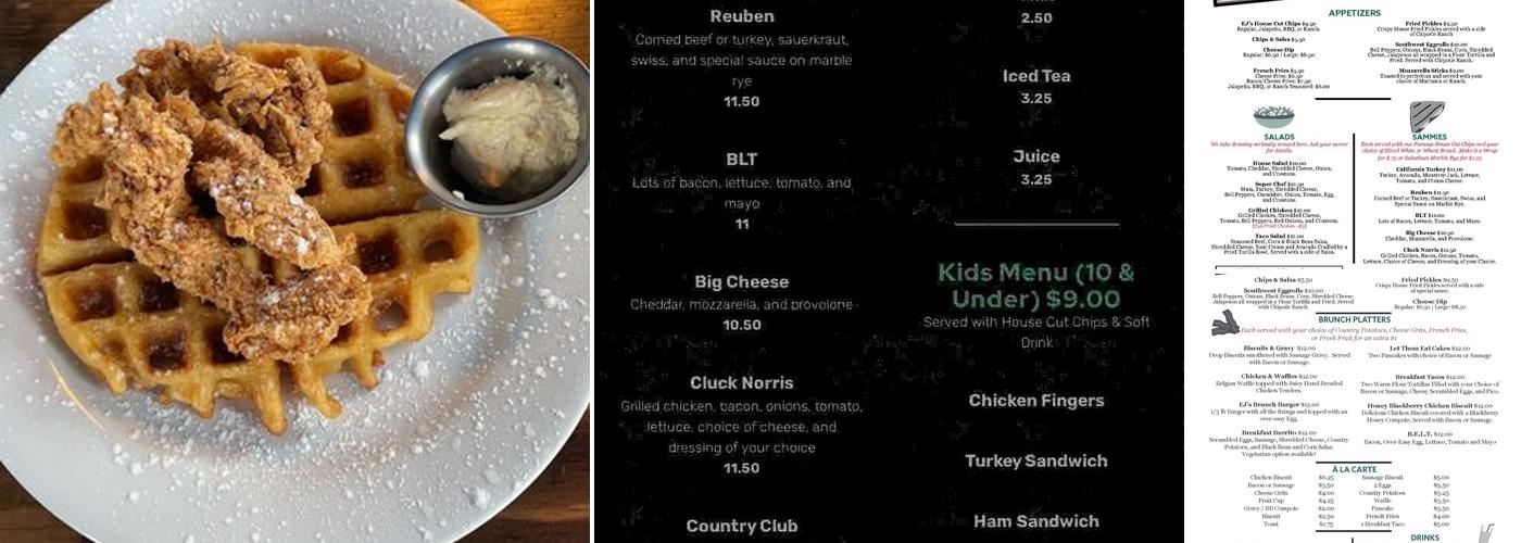 EJ's Eats and Drinks Menu