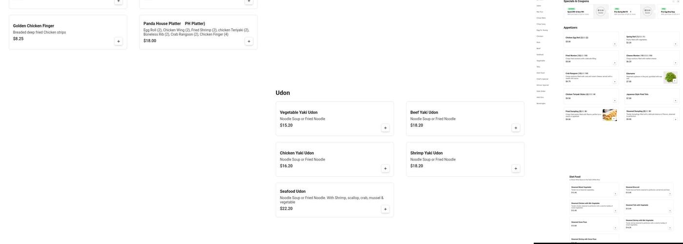 Panda House Continental Menu