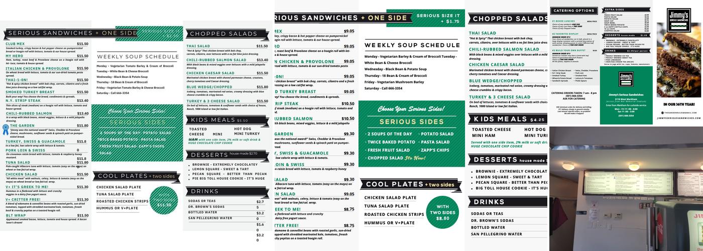 Jimmy's Serious Sandwiches Menu