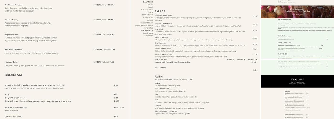 Boulevard Bread Co Menu