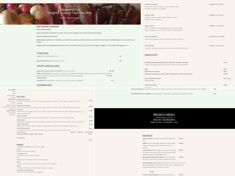 Boulevard Bread Co Menu