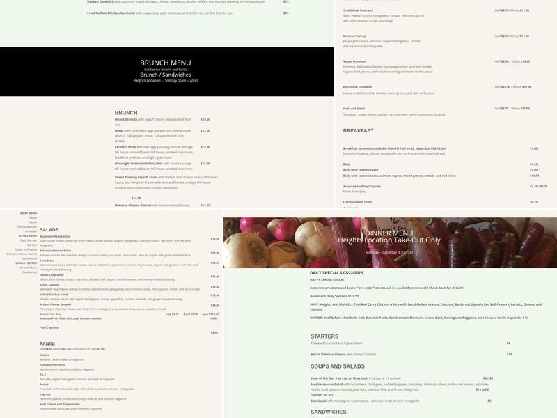 Boulevard Bread Co Menu