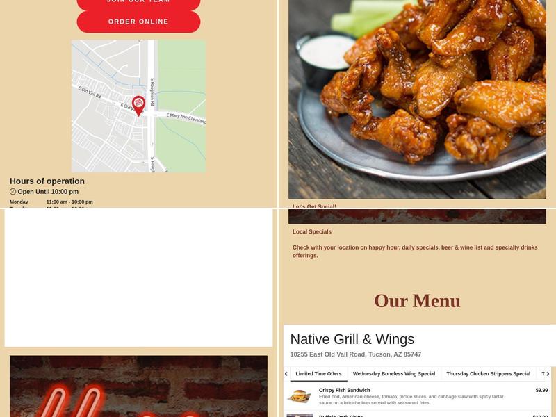 Native Grill & Wings Menu