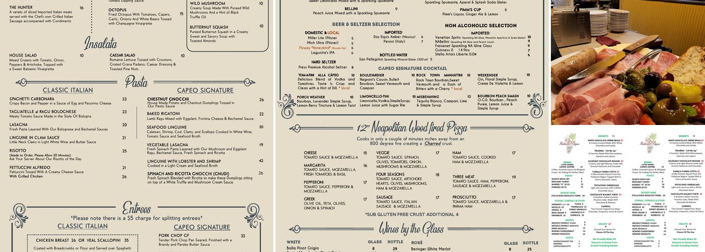 Capeo Menu