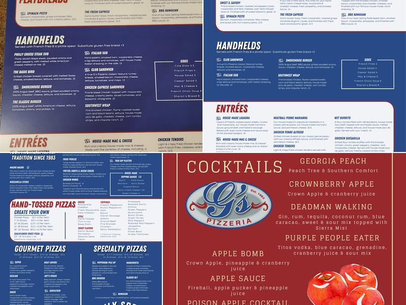 G's Pizzeria Menu