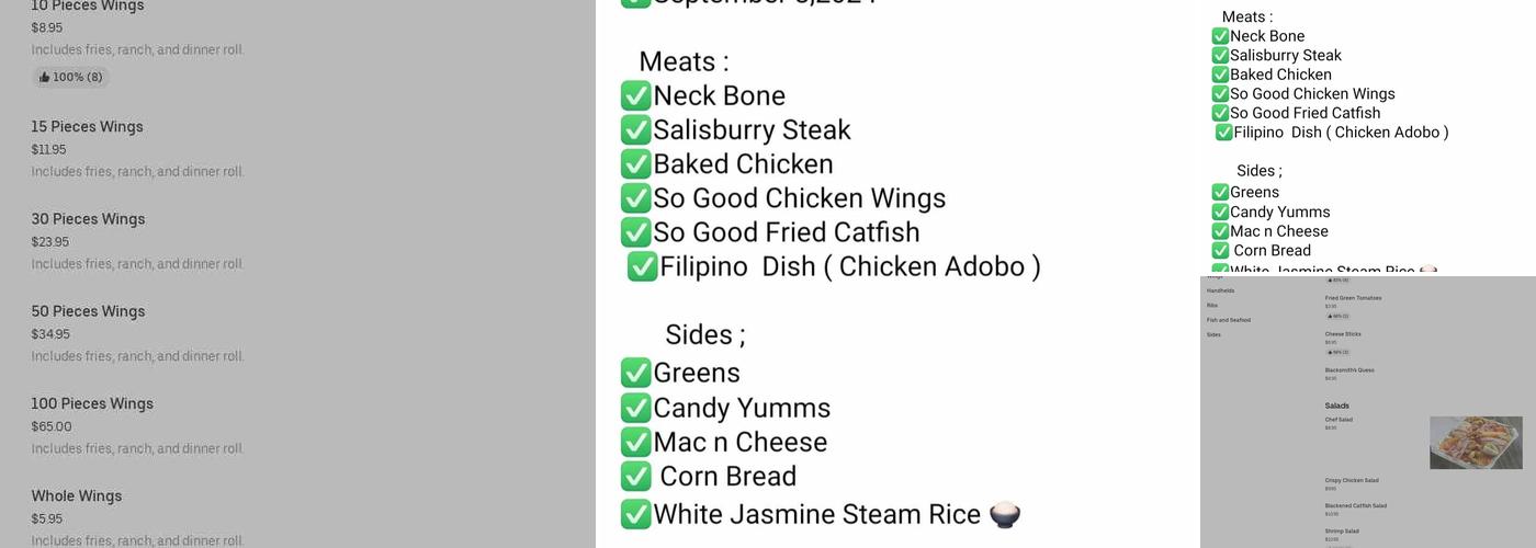 Soul Food Cafe, Inc. Menu