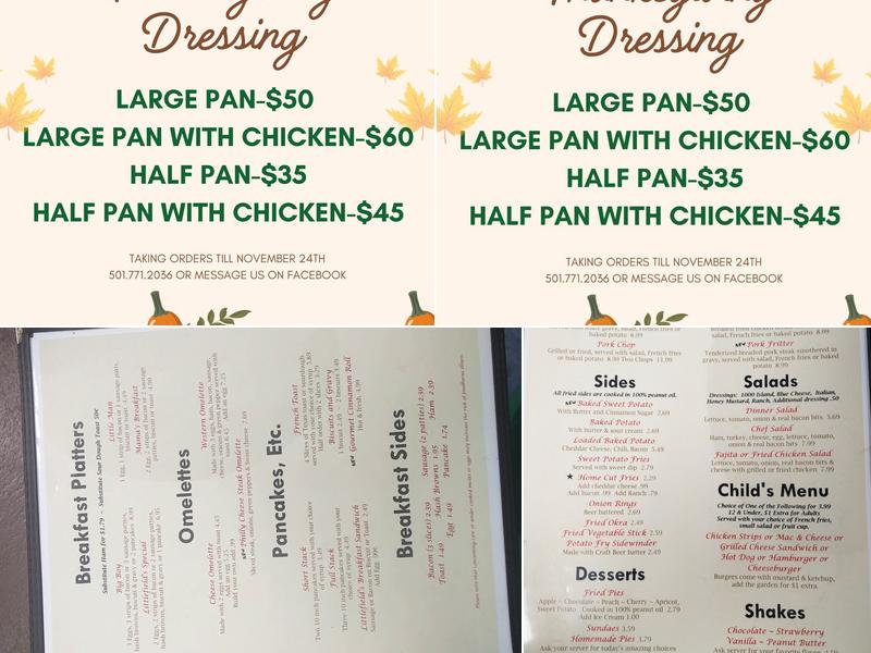 Littlefields Cafe Menu