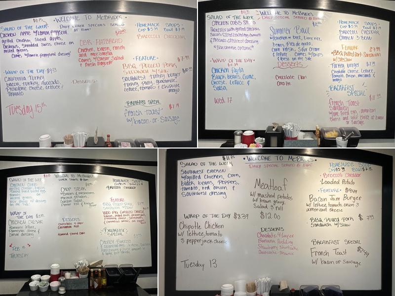 McBride's Cafe Menu