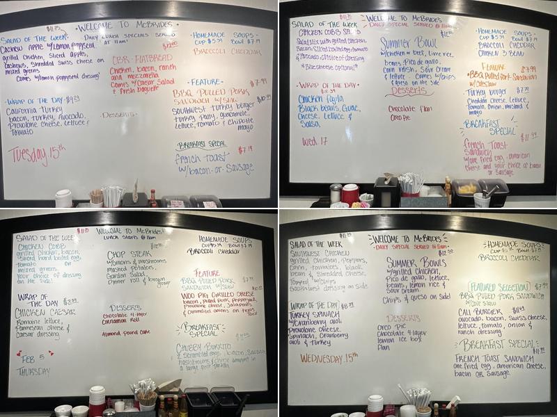 McBride's Cafe Menu