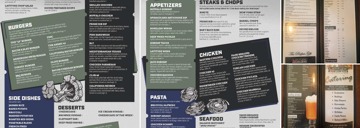 Latitude 43 Menu
