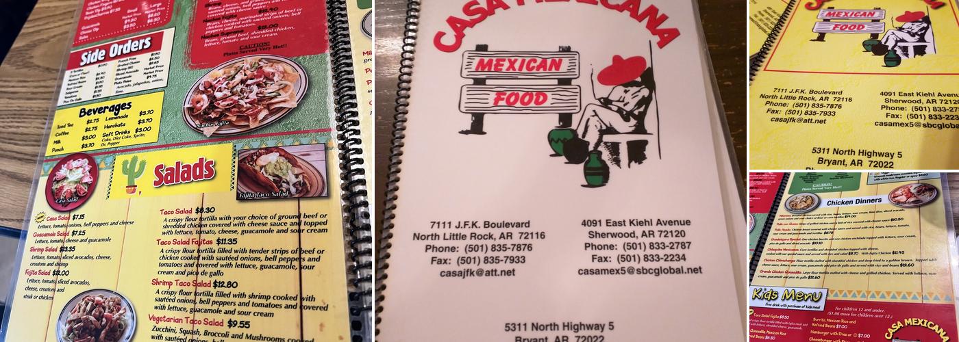 Casa Mexicana Menu