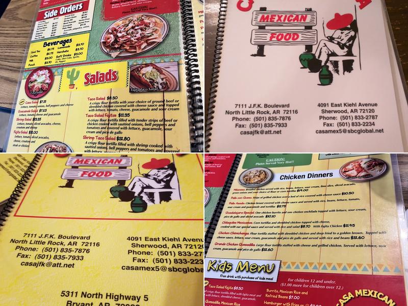 Casa Mexicana Menu