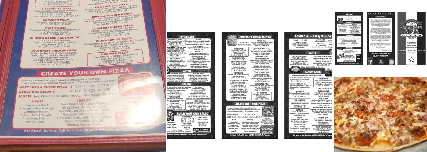 American Pie Pizza Menu
