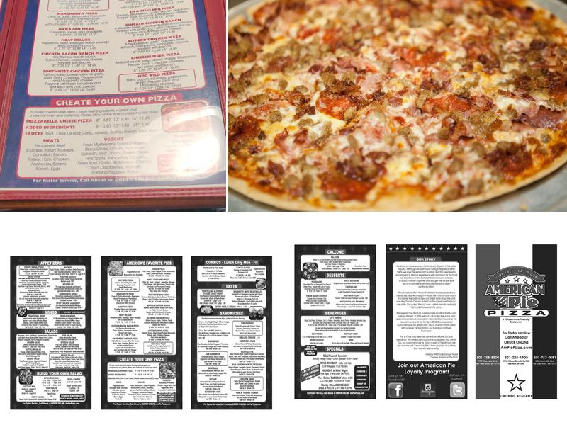 American Pie Pizza Menu