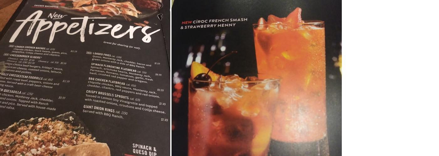 TGI Fridays Menu