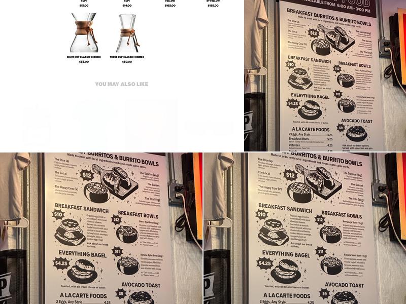 Rise Up Coffee Roasters Menu
