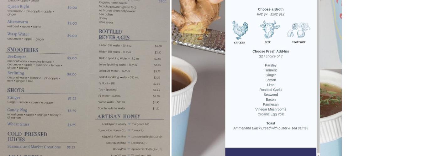 Bumble Bee Juice Menu