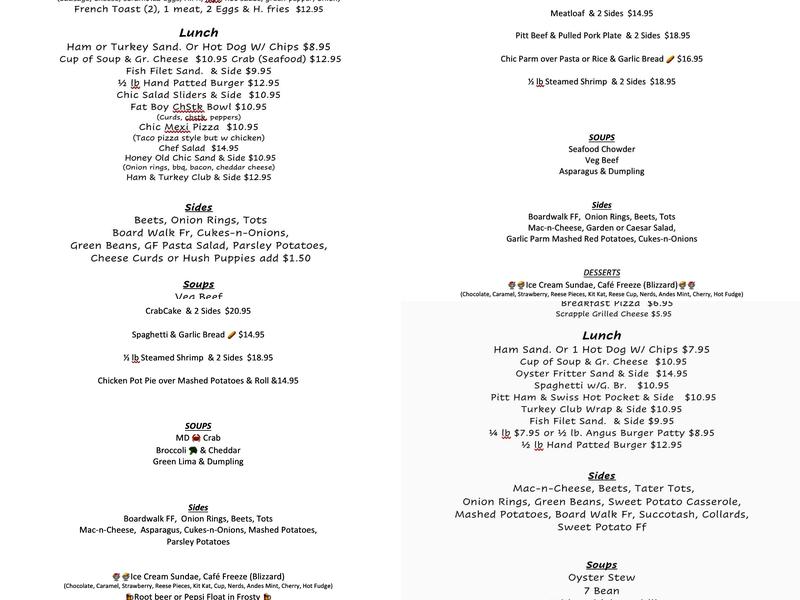 Warwick River Cafe Menu