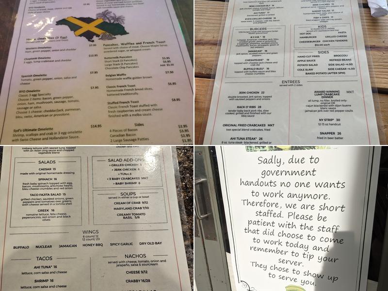 Snappers Waterfront Cafe & Tiki Bar Menu