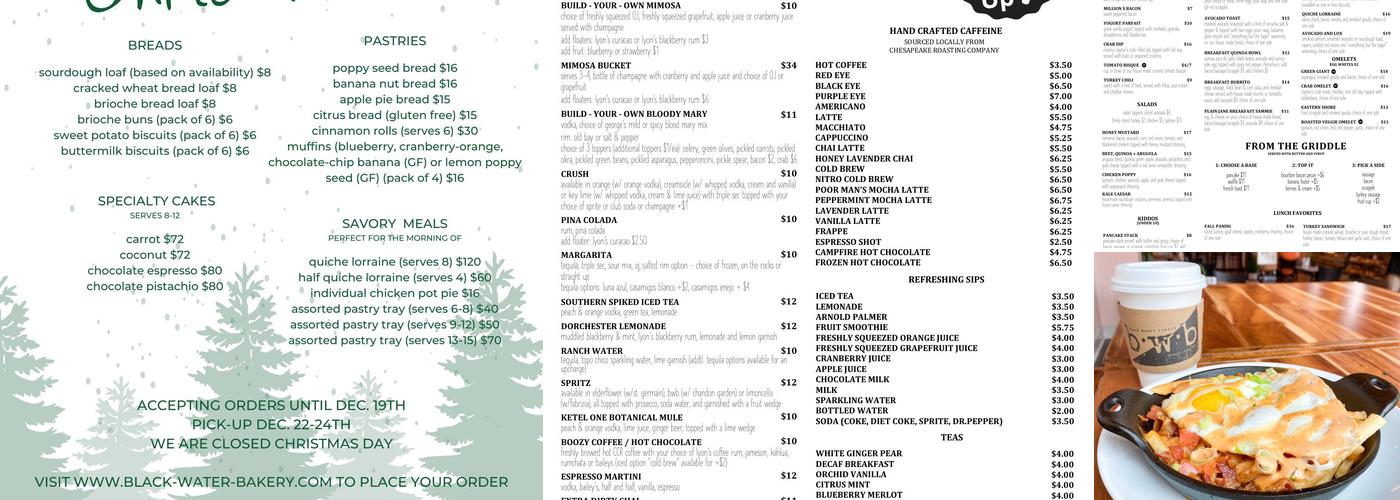 Black Water Bakery + Eats Menu