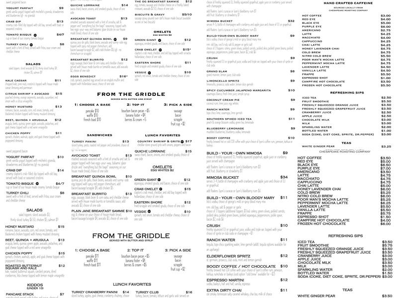 Black Water Bakery + Eats Menu