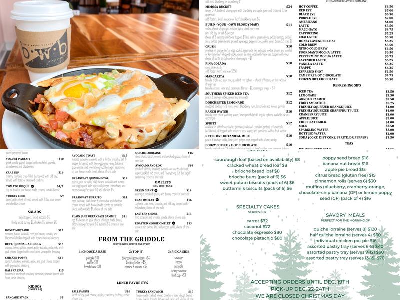 Black Water Bakery + Eats Menu