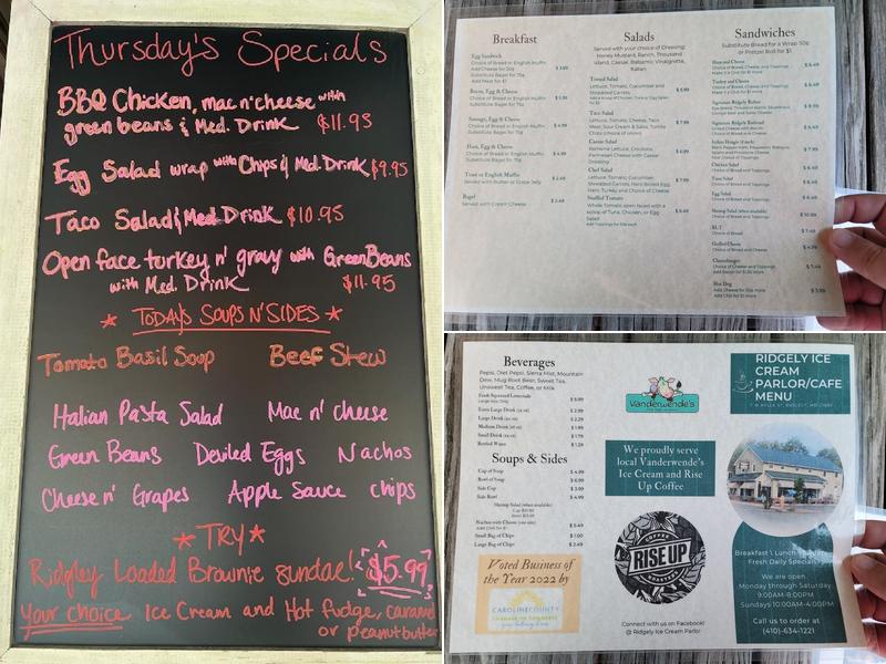 Ridgley Pharmacy Cafe Menu