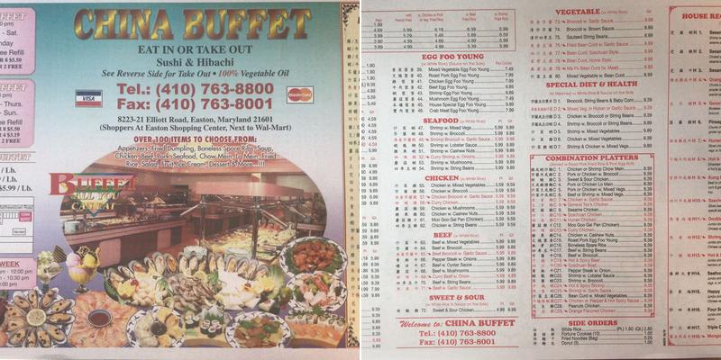 China Buffet Menu