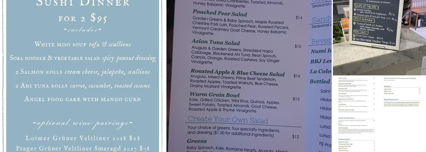Sunflowers & Greens Menu