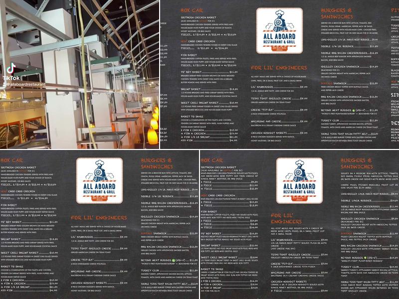 All Aboard Restaurant & Grill Menu