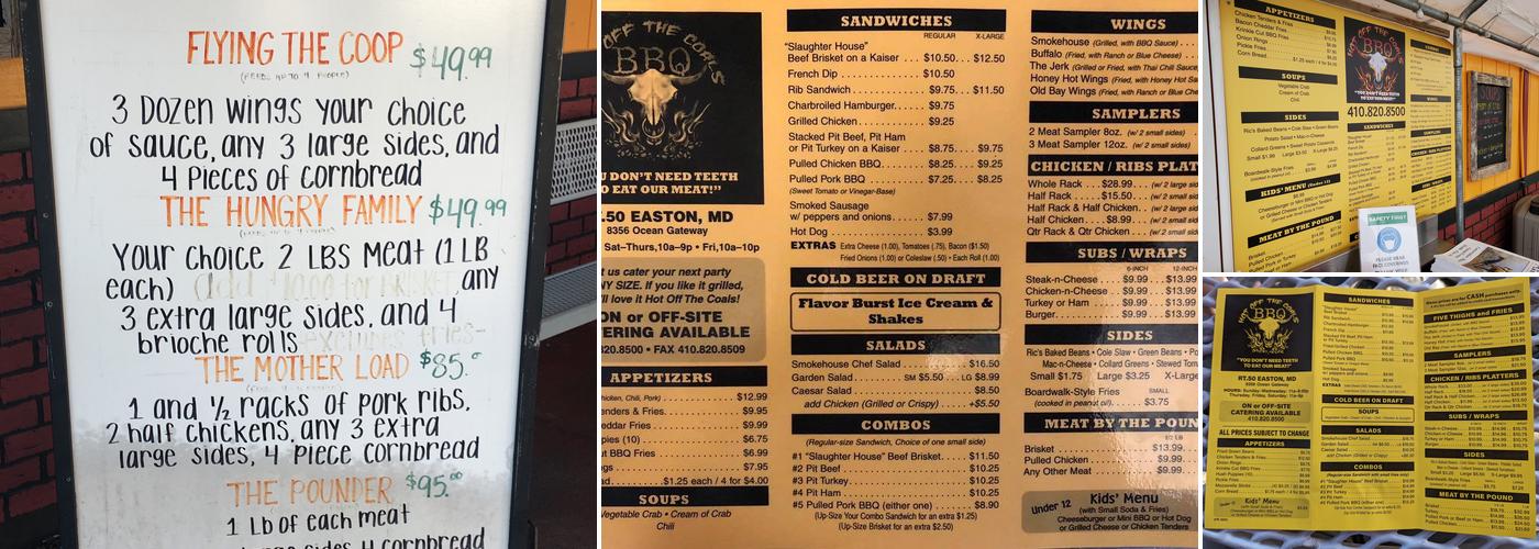 Hot Off The Coals BBQ Menu
