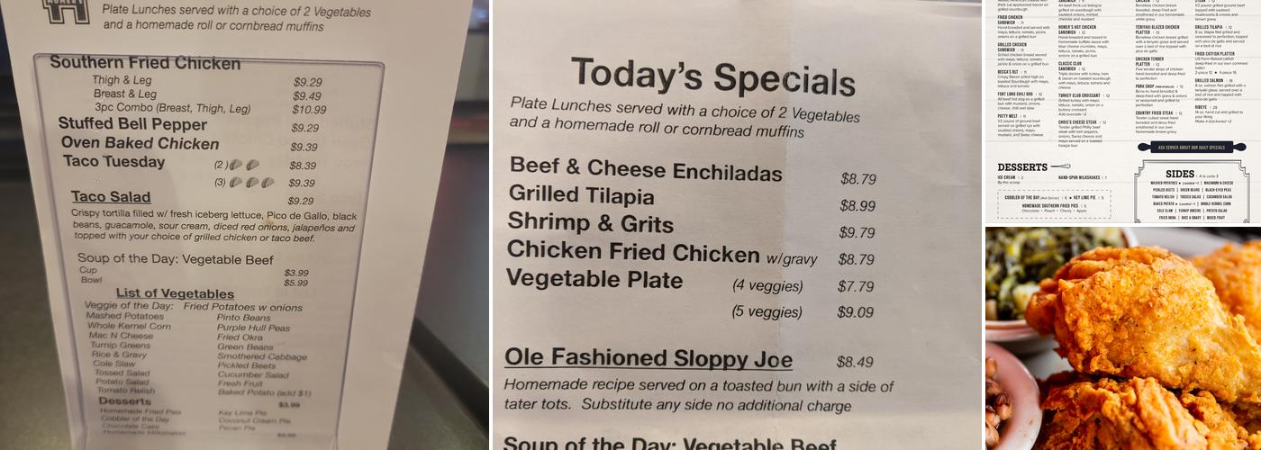 Homer’s Kitchen Table Menu