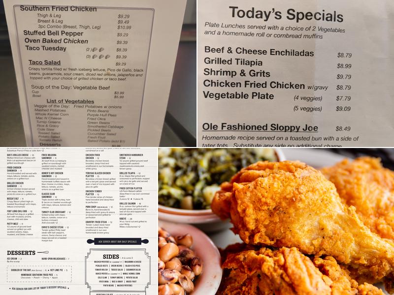 Homer’s Kitchen Table Menu