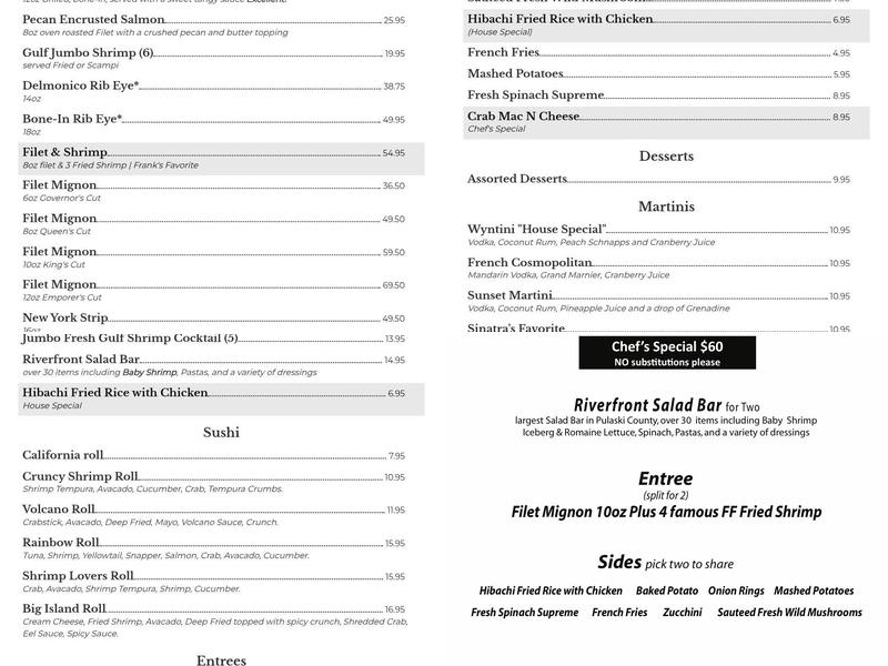 Riverfront Steakhouse Menu
