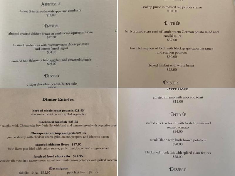 Banning's Tavern Menu